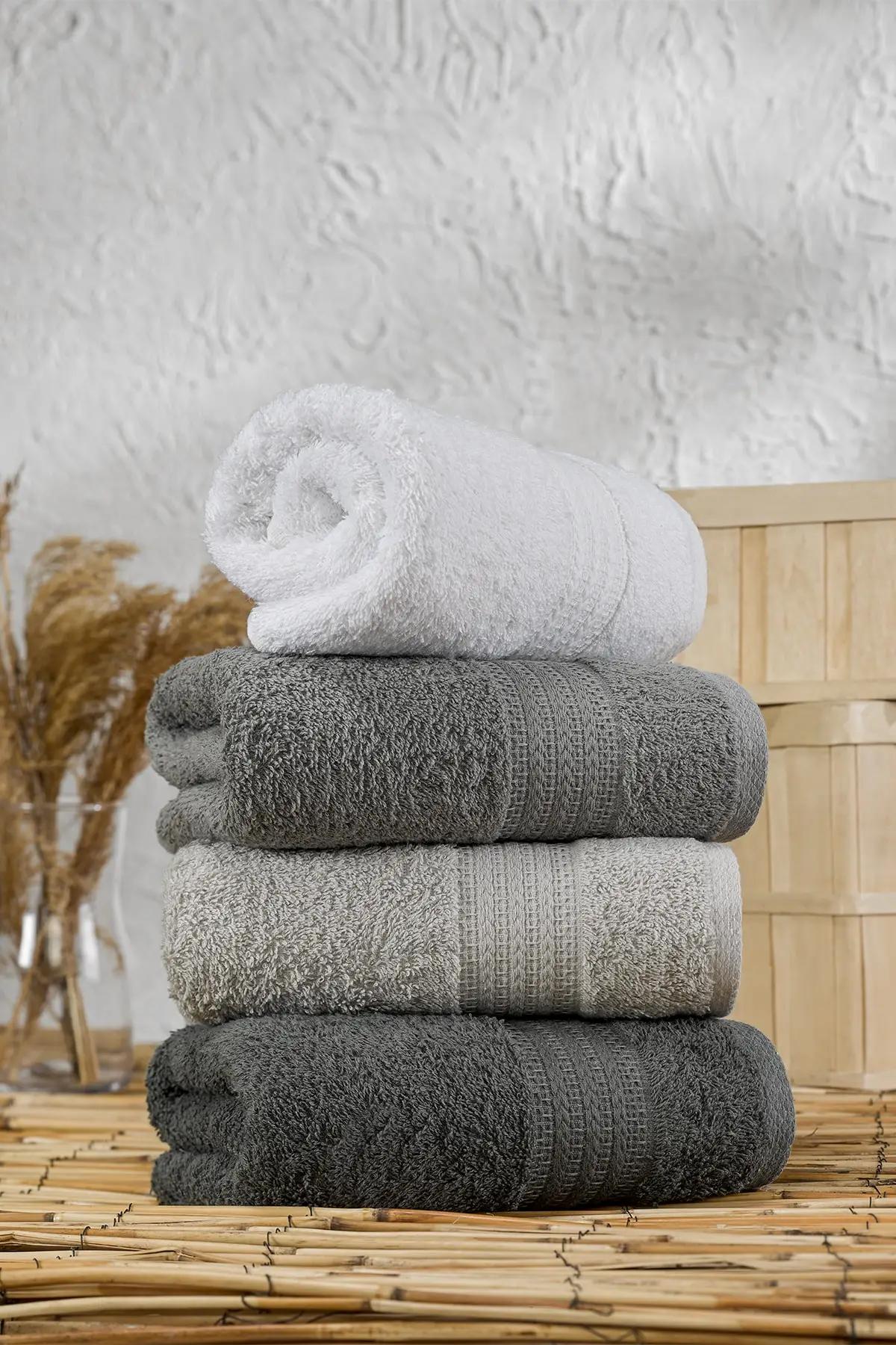 Vesty 50*90 cm 100% Cotton 4-Pack Face Towel Gray Beige White Soft Perfect Dryness High Absorbency for Bath Made in Turkey | Дом и сад