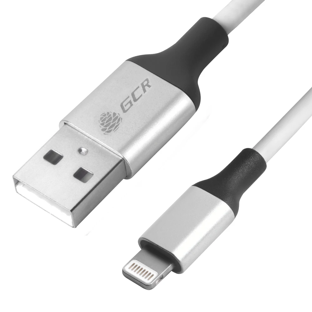 GCR зарядка для Iphone шнур для зарядки USB 2.0 Lightning 0.25- 5 M для Iphone 5/6/7/8/X,11 MFI, AL корпус - Цвет: Silver-Black