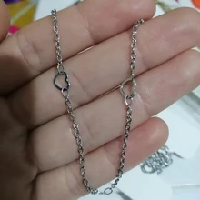 Cadena de acero inoxidable con cuentas de oro y corazón para pendientes, tobillera, collar, joyería, manualidades, bricolaje, 2M