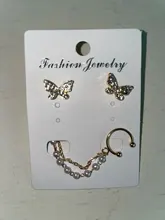 Pendientes de alas de mariposa con Micro incrustaciones para mujer, cadena de circonita y Perla, colgante trasero, orejas, pendiente de joyería coreana, venta al por mayor