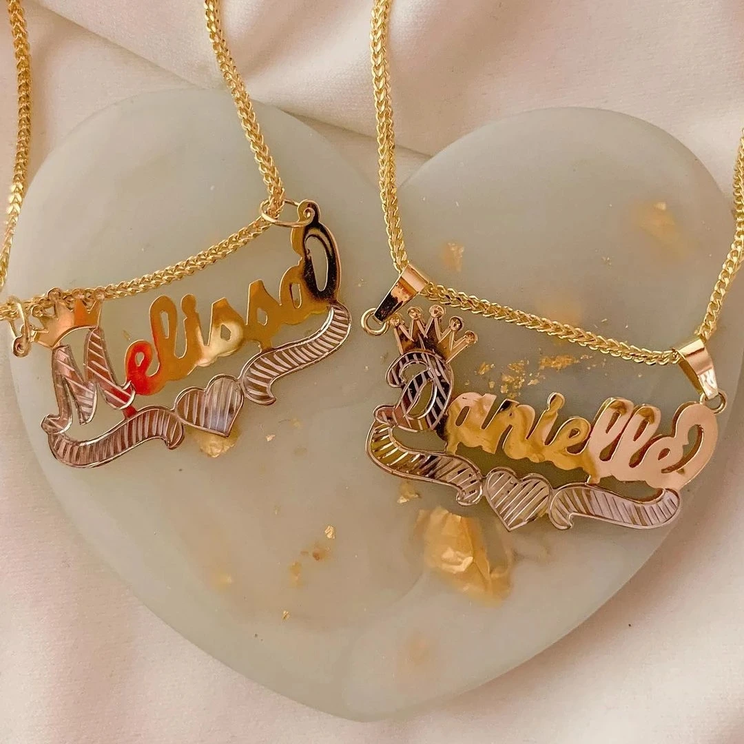 diy earring pendant silicon mold heart crown shape necklace bracelet pendant keychain epoxy mold handicraft jewelry making tools 18K Sold Gold Yellow Cursive Crown&Heart Custom Nameplate Pendant Necklace Stainless Steel Jewelry For Women Mother's Gift