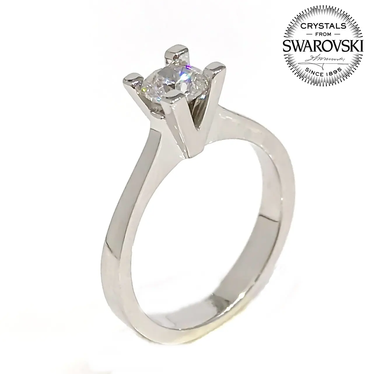 Оригинальное серебряное кольцо Swarovski 5 мм|Кольца| |