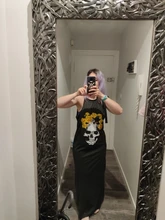 Vestido de verano Punk de manga corta suelto, calavera, abertura lateral