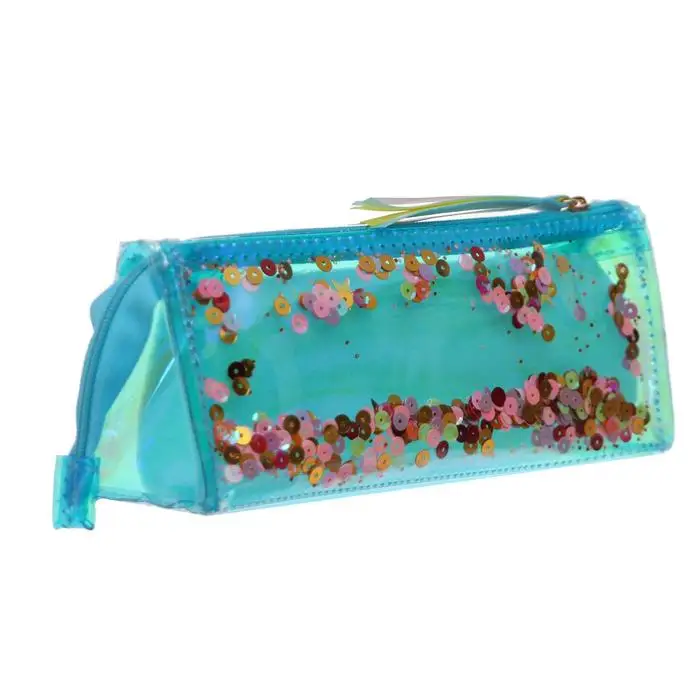 Estuche escolar para lápices, cremallera de silicona, con lentejuelas, coctelera, Verde|Estuches escolares| AliExpress