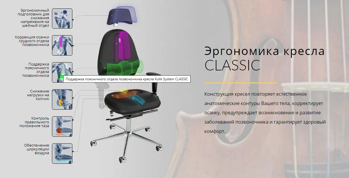 Office chair KULIK SYSTEM CLASSIC Computer chair Relief and comfort for the back 5 zones control spine
