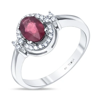 

Silver ring with cubic zirconia and Ruby