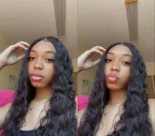 YYong-Peluca de cabello humano con onda de encaje frontal para mujer, postizo de encaje frontal sin pegamento, pelo Remy peruano con ondas de agua, prearrancado, 150 de densidad