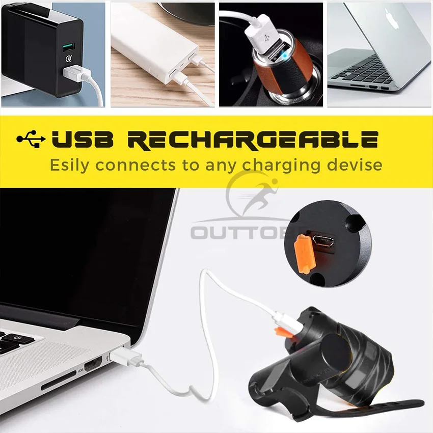 Outtobe USB Bike Light Set Bicycle Headlight and Free Tail Light XML Waterproof T6 LED Bicycle Front Head Light Torch Flashlight