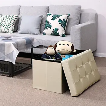 

Bench Rest footrest 80 L Fabric imitation linen can support up to 300 kg 76x38x38 cm beige LSF47BE