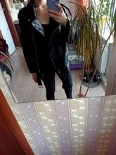 Jacket Coat Fitaylor Faux-Leather Loose Outwear Casual PU Sashes Black Tops Bf-Style