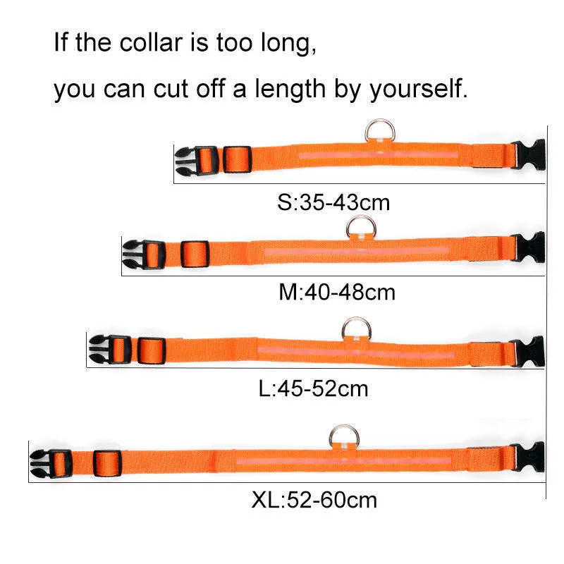 Нейлоновый светодиодный ошейник для собак Ночная безопасность мигающий светится в темноте поводок для собак светящиеся флуоресцентные ошеники товары для животных