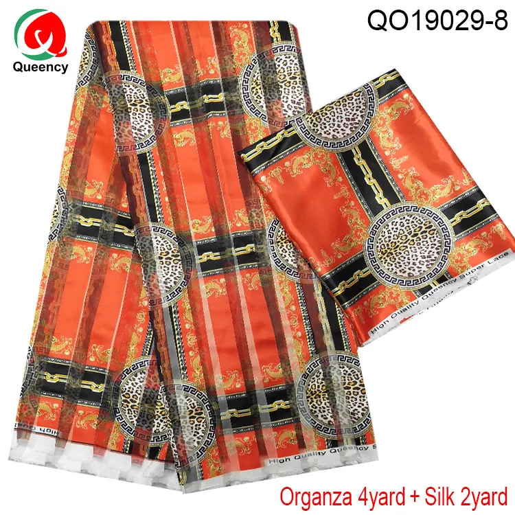 QO19029-8 QO19029 Traditional Design in Ghana Nigeria ribbon organza lace Nice Ankara printed Material for Women dresses 4+2Yards - Цвет: QO19029-8