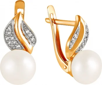 

Примаэксклюзив earrings with pearls and cubic zirconia in red gold