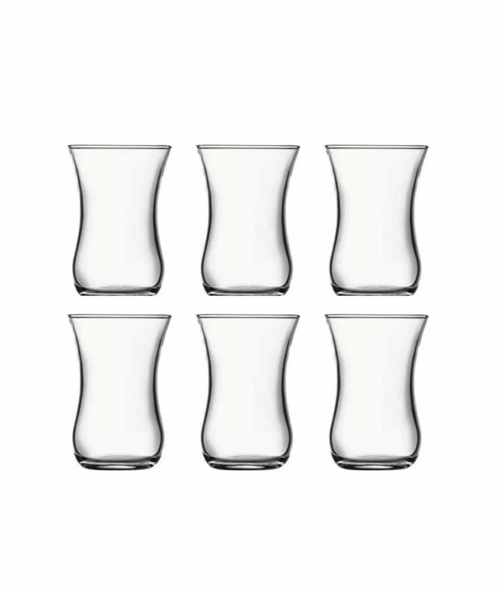 Saucer Pasabahce turkish tea glasses set 6 Tea Glasses and 6 Small Plates