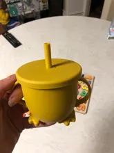 Botella de alimentación de bebé de silicona, portátil, con doble ASA, para niños pequeños, para aprender a beber, con tapa de pajita