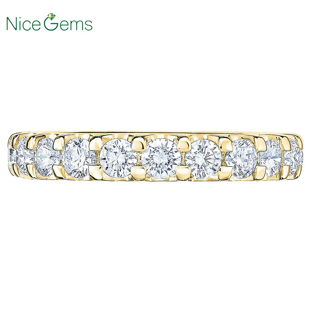 NiceGems, 18 K, желтое золото, кольцо вечности, Круглый, блестящий, 2,00 ctw, Муассанит, обручальное кольцо, кольцо вечности, обручальное кольцо VVS1