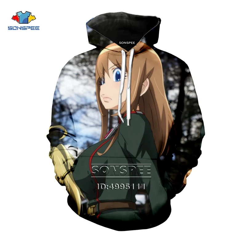 Saga of Tanya the Evil Yojo Senki, 3D принт, мужские и женские толстовки с капюшоном, мужские толстовки, пуловеры, повседневные топы, одежда больших размеров