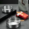 Round Stainless Steel Cigarette Ashtray Portable Tabletop Silver Metal Ash Tray for Smoker 2