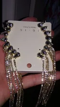 Drop-Earrings Jewelry Rhinestone Long-Tassel Water-Drop-Crystal FYUAN Shiny Women Fashion