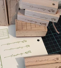 Yoofun-10 sellos de goma de madera para sala de investigación, diseño de hojas de flores, bricolaje, diario de Scrapbooking, sello estándar de decoración artesanal