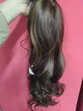 ALAN EATON-Peluca de cabello sintético para mujer afroamericana, cabellera artificial largo ondulado con flequillo, color negro, marrón y dorado, resistente al calor