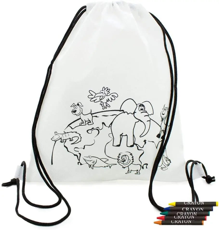 Lote 10 Mochilas infantiles con ceras para colorear. Detalles para  invitados a cumpleaños infantiles y fiestas con niños. Perfectas para  llevar la merienda, juguetes o chuches. Envío urgente desde España. -  AliExpress