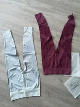 Tejirtrellen-mallas de malla calada de LICRA para mujer, Leggings de punto sin costuras, pantalones de rayas de cintura alta, Leggings ajustados de realce para Fitness, 20%