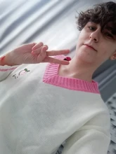 Joinyouth-suéter tejido tipo chaleco para mujer, suéter tejido tipo chaleco bordado de fresas de melocotón, Tops de Sueter dulces, otoño 2020, 7b452