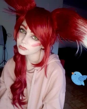 L-Email Wig LOL Ears-Ponytail Xayah Cosplay Hair-Wig Synthetic-Hair Heat-Resistant Women
