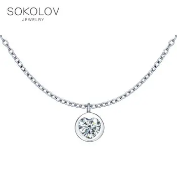 

Necklace SOKOLOV silver with cubic zirconia fashion jewelry 925 women's male