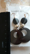 Pendientes con Clip de madera Natural para mujer, aretes sin agujero, pendiente geométrico, moda coreana, regalo de joyería