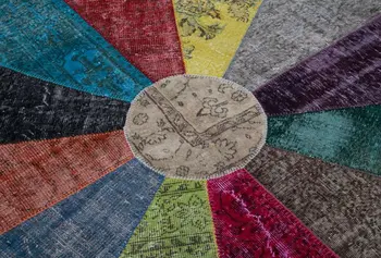 

200x200 Cm Multicolor Handmade Round Patchwork Rug-7x7 Ft