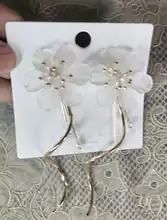 Drop-Earrings Flower-Petal Arcylic Trendy Jewelry Irregular Korean White Cute Women 