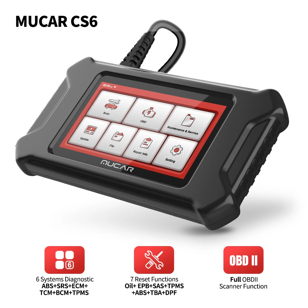 Диагностические инструменты MUCAR CS6 OBD2 для автомобилей сканер масла EPB SAS TPMS TBA ABS