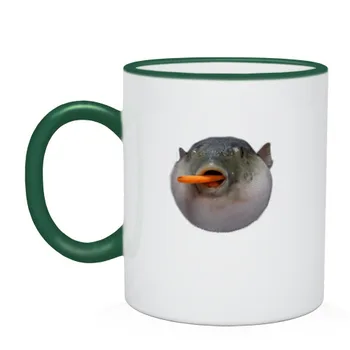 

Mug two-color fish Fugu have carrots