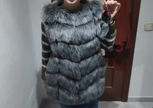 Nueva Llegada 2017 Chaleco de Piel Abrigo de Invierno Caliente Mujeres de La Moda de Importación de alto Grado de Imitación de Piel de Zorro Abrigo De Piel Largo Chaleco Más Tamaño: S-XXXXL