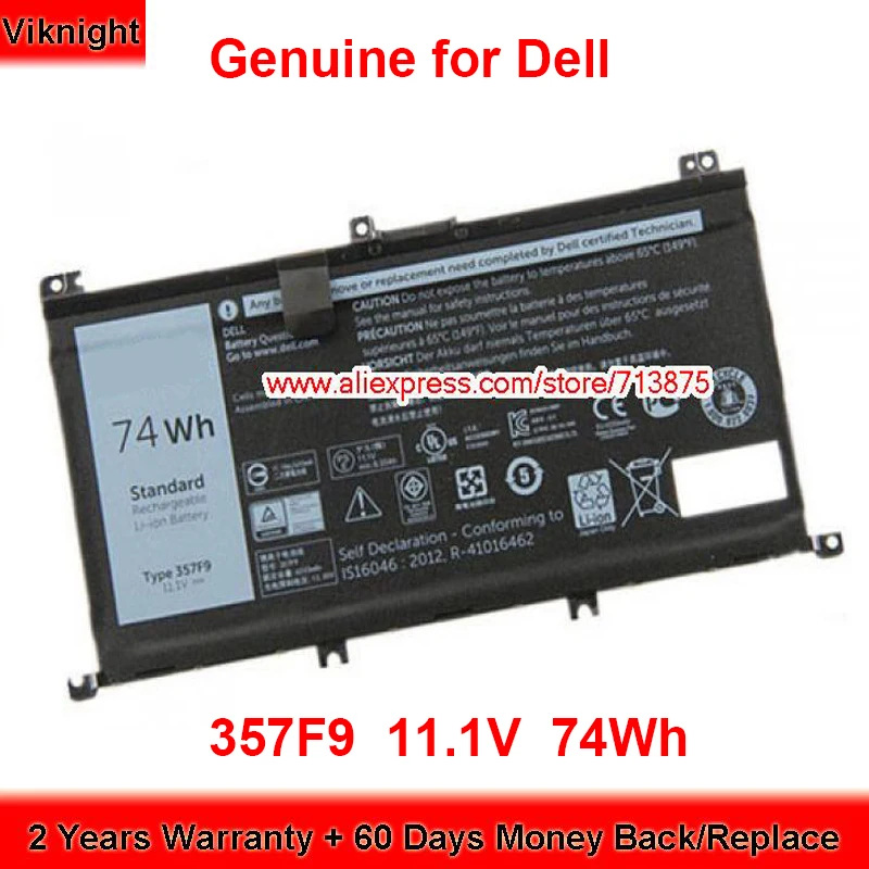 Подлинный 11 1 V 74Wh 357F9 аккумулятор 071JF4 для ноутбука Dell Inspiron 15(7559) 7557 7559 7566 7567 71JF4 P57F001 |