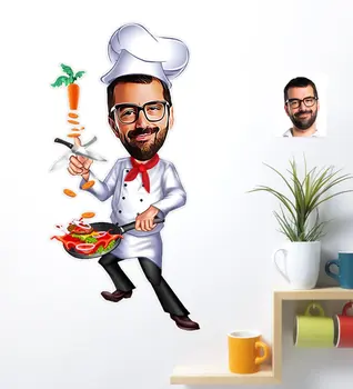 

Personalized Men Chef Caricature Of Wall Sticker (50x70cm)
