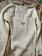 Ropa de primavera y verano para mujer, Jersey sexy elástico de cintura alta con cuello cuadrado y mangas completas, WK080, 2021