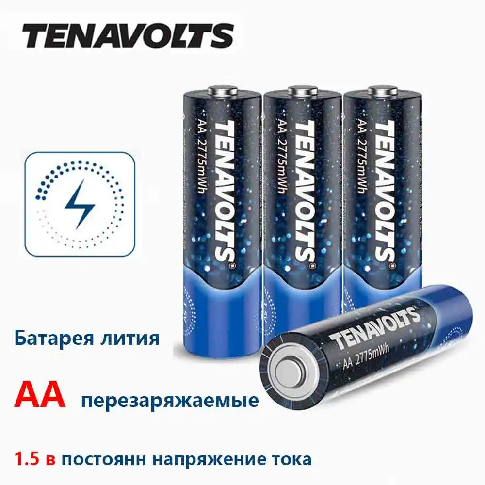 NANFU 4 шт./компл. tenavolts АА перезаряжаемая батарея 2775 МВтч литий-ионный аккумулятор