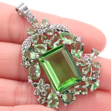 49x33 мм длинный большой 18x13 мм 10,7 г создан зеленый цаворит Гранат Свадебный серебряный кулон