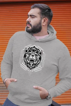 

Angemiel Wear Motif Lion Gray Men 'S Hooded Sweatshirt