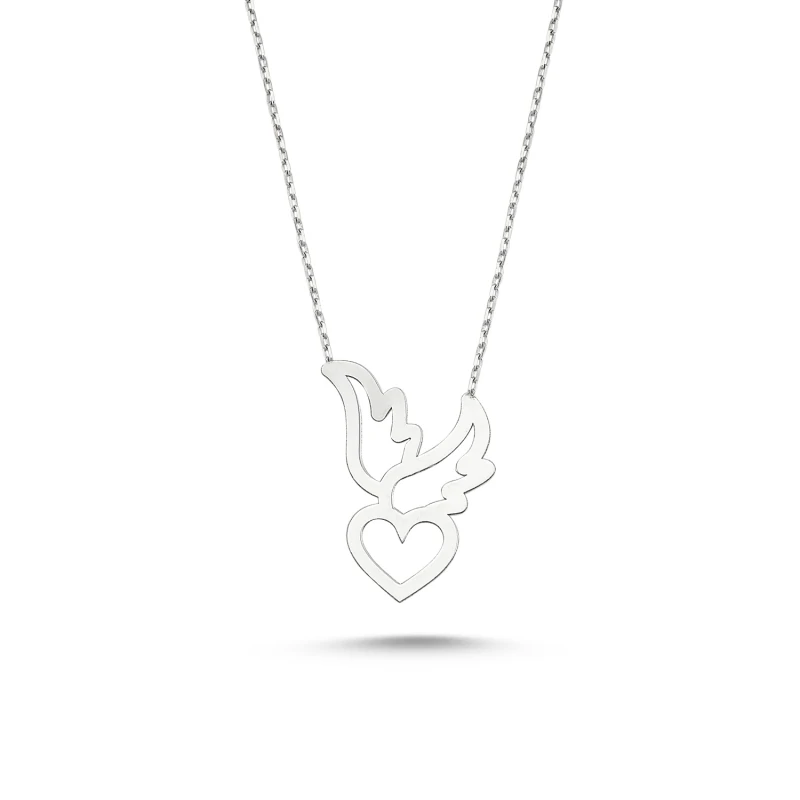 

Silver 925 Sterling Sterling Winged Heart Pattern Necklace