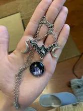 Cristal de vidrio Luna collar COLGANTE media luna bruja joyería de Luna simple collar joyería pagano mago regalo