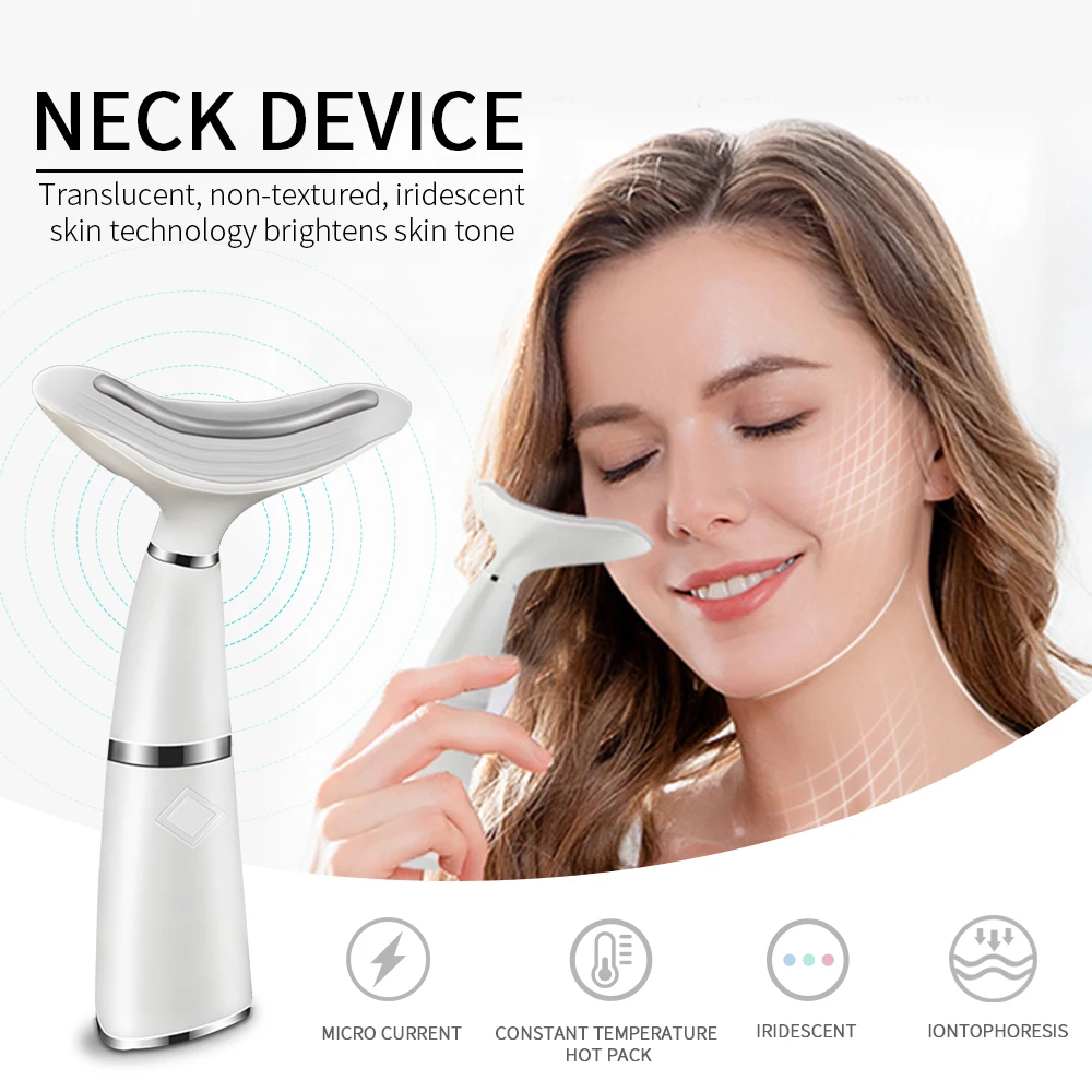 Pescoço e Face Cores Fóton Terapia Lifting Ferramenta Ipl Vibração Pele Apertar Reduzir Queixo Duplo Anti-rugas Remover Dispositivo 3 Led 20 reduzir queixo duplo anti-rugas remover dispositivo