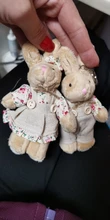 Llavero de oso de peluche y conejo para parejas, de tela Floral, oso, conejo, muñecas de conejito, llaves colgantes de bolso amantes amigos, regalo de 11cm 3C, 1 par