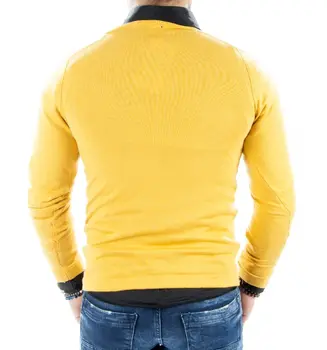 

DeepSEA Ochre Large V Collar Tight Cutout Slim Knitwear Sweater 1808081