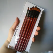 Pincel de pelo de Nylon para óleo redondo Filbert Ángel plano acrílico aprendizaje Diy acuarela pluma para artistas pintores principiantes, 6 unids/set