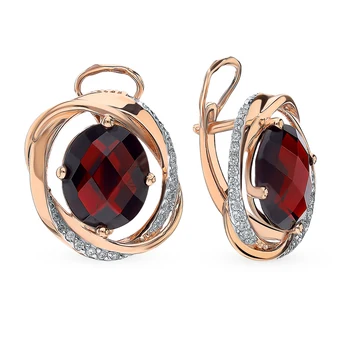

Gold earrings with Garnet sunlight sample 585
