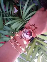 Women Watches Bracelet-Set Rose-Gold Luxury Quartz-Clock Black Ladies Cat-Pattern 5pcs/Set